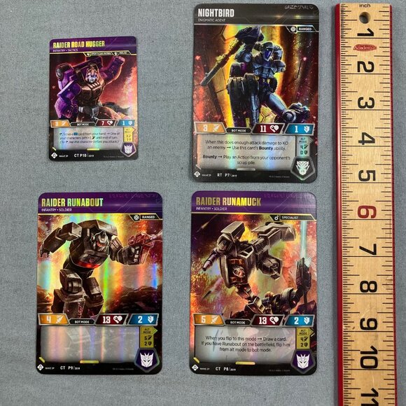 Transformers Collectible Game Foil Cards 3 Oversize+1 Regular Double-sided 2019 - Picture 1 of 2